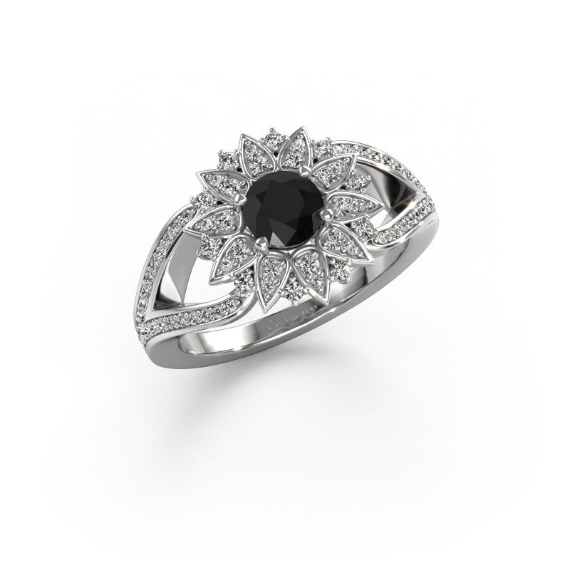 Ring Chasidy 2 585 witgoud zwarte diamant 0.925 crt