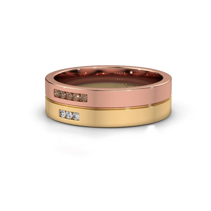 Image of Wedding ring WH0207L16AP<br/>585 rose gold ±6x1.7 mm<br/>Brown diamond