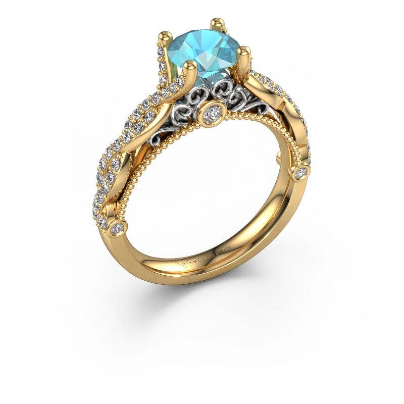 Engagement ring Chantelle 585 gold blue topaz 6.5 mm