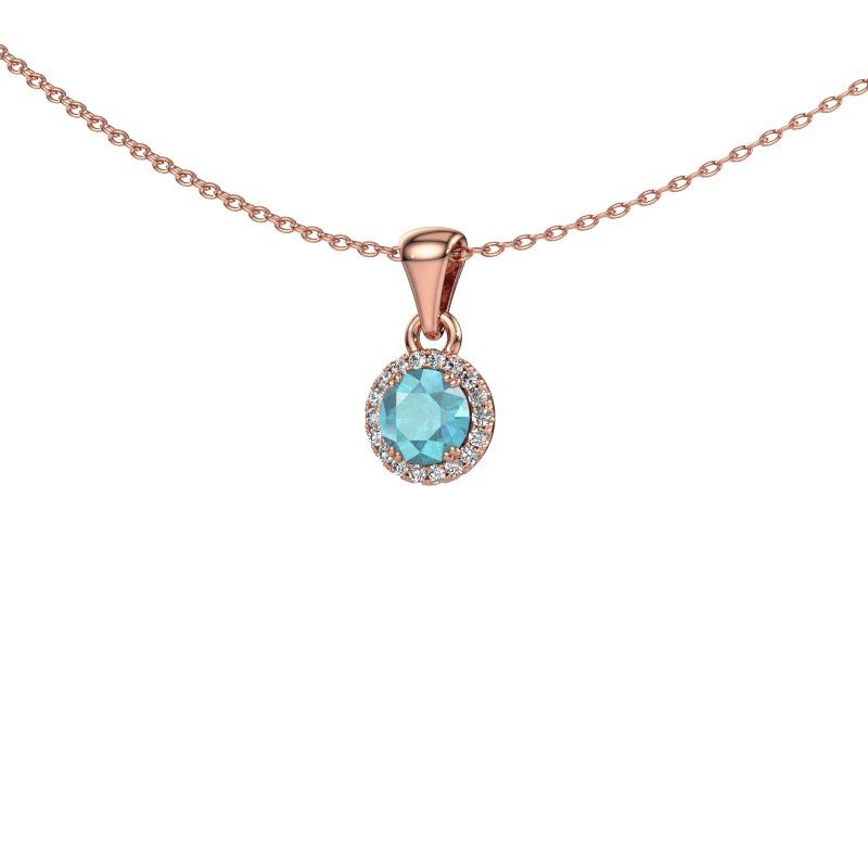 Pendentif Seline rnd 585 or rose topaze bleue 4.7 mm
