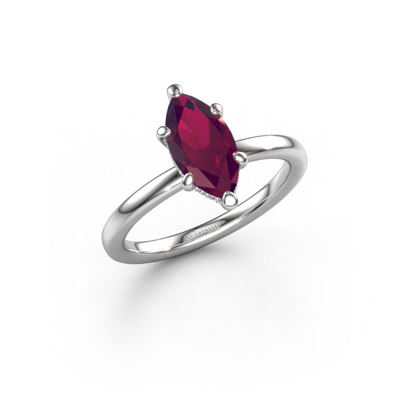 Verlovingsring Simone MRQ 2 585 witgoud rhodoliet 11x5.5 mm