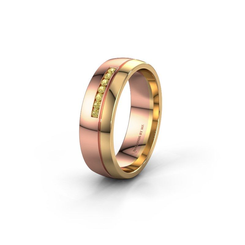 Image of Wedding ring WH0308L26AP<br/>585 rose gold ±6x1.7 mm<br/>Yellow sapphire