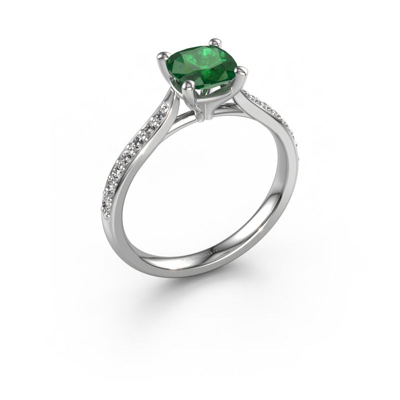 Engagement ring Mignon CUS 2 585 white gold emerald 6 mm