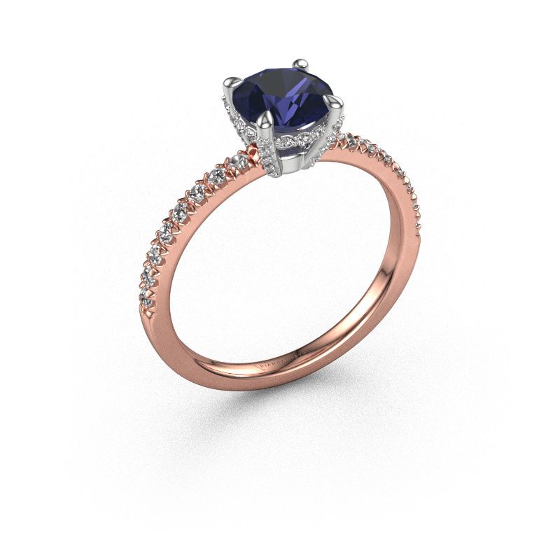 Bague de fiançailles Saskia rnd 1 585 or rose saphir 6.5 mm