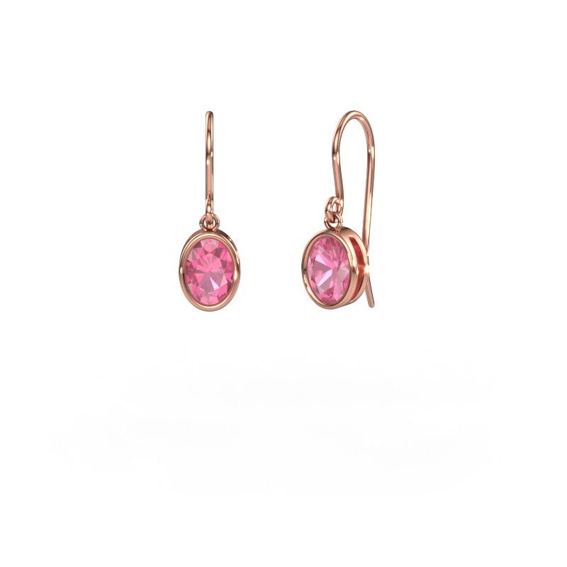 Earrings Lavon OVL 585 rose gold pink sapphire 7x5 mm