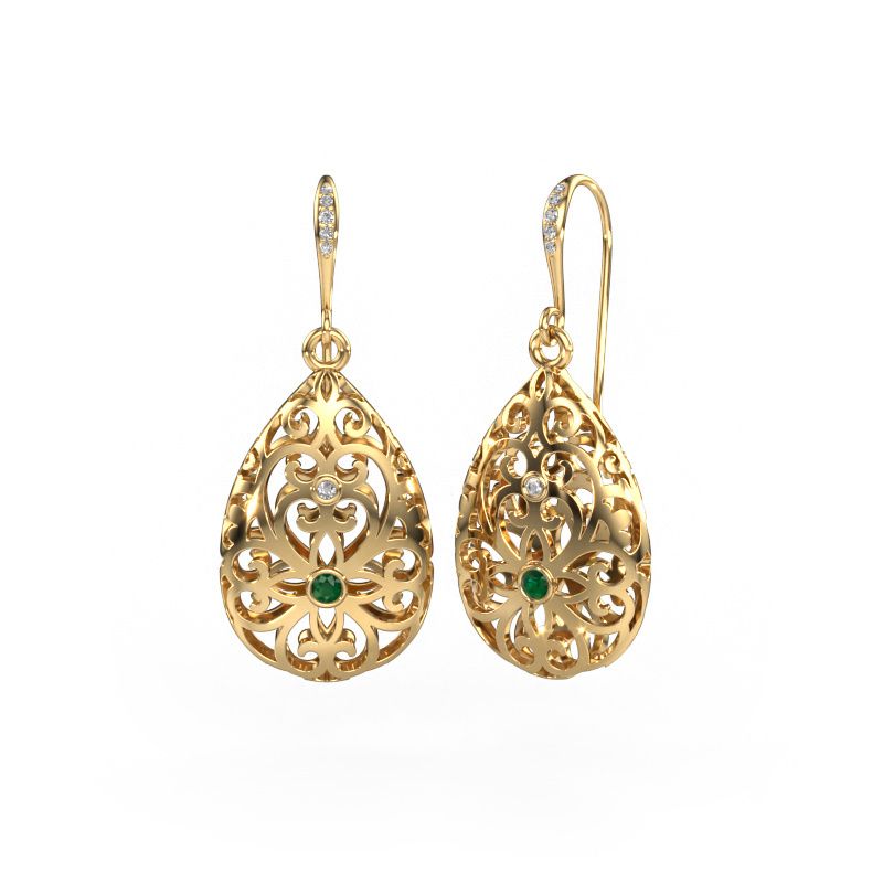 Pendants d'oreilles Idalia 2 585 or jaune emeraude 2 mm