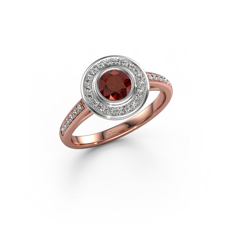 Engagement ring Noud 2 RND 585 rose gold garnet 5 mm