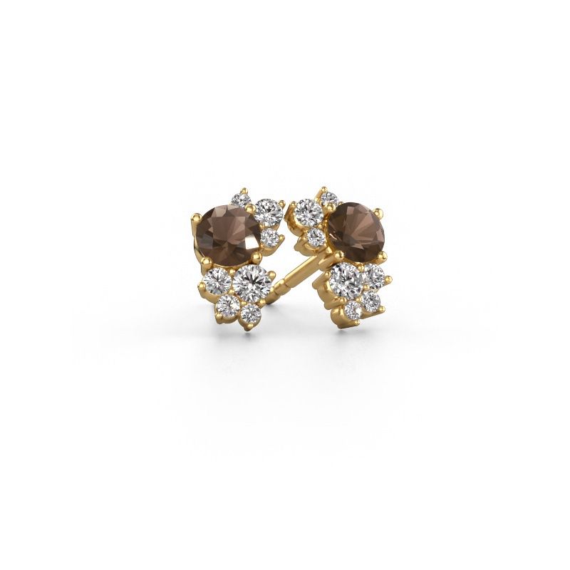 Stud earrings Veronica 585 gold smokey quartz 4.2 mm