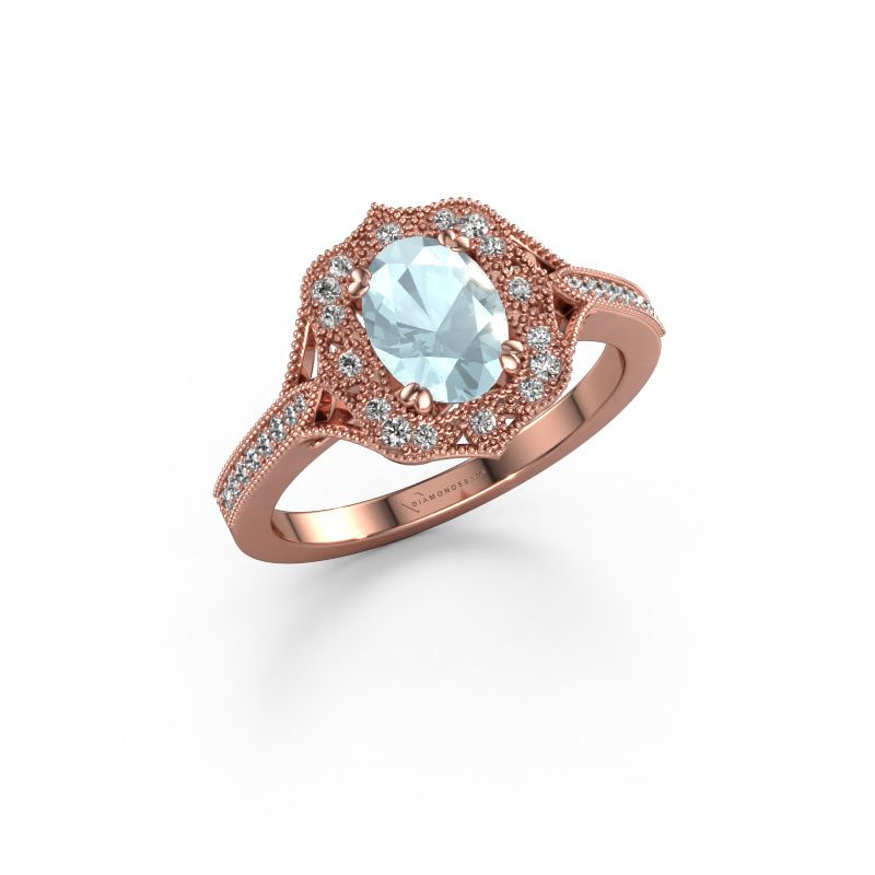 Bague de fiançailles Loni 585 or rose aigue-marine 7,5x5,5 mm