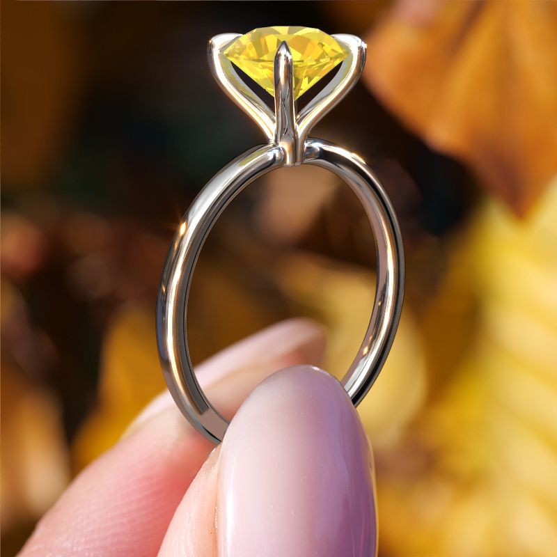 Image of Engagement Ring Crystal Rnd 1<br/>950 platinum<br/>Yellow sapphire 8 mm