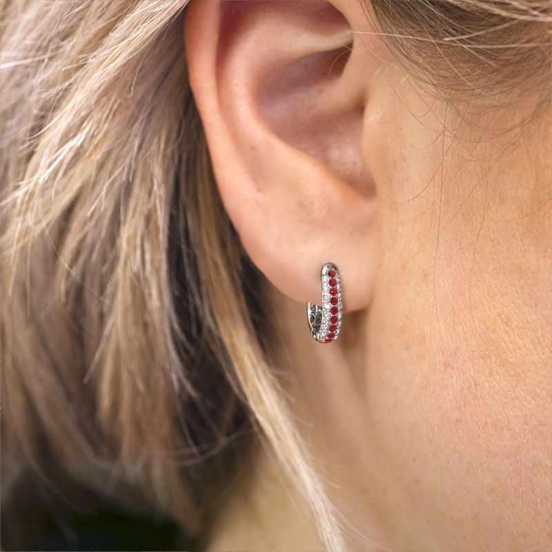 Image of Hoop earrings Danika 8.5 A 950 platinum ruby 1.7 mm