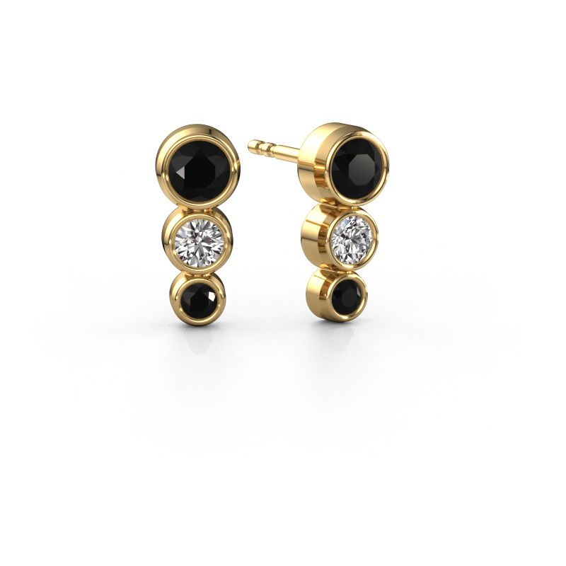 Clous d'oreilles Linda 585 or jaune diamant noir 0.41 crt