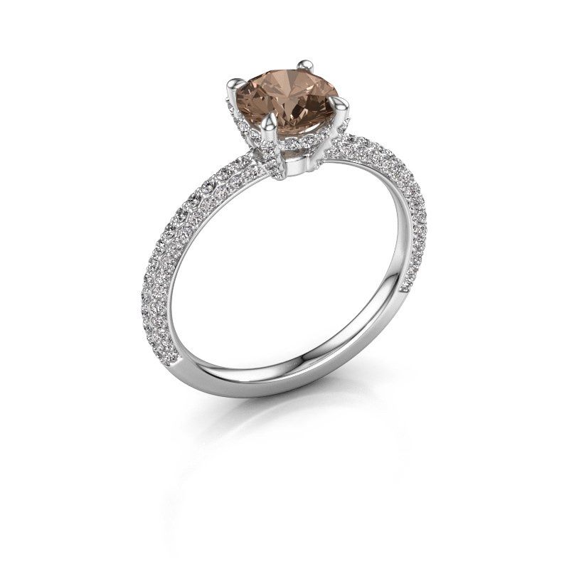 Image of Engagement ring saskia rnd 2<br/>585 white gold<br/>brown diamond 1.612 crt