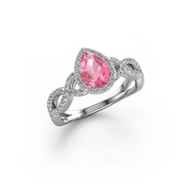 Bague de fiançailles Dionne pear 950 platine saphir rose 7x5 mm