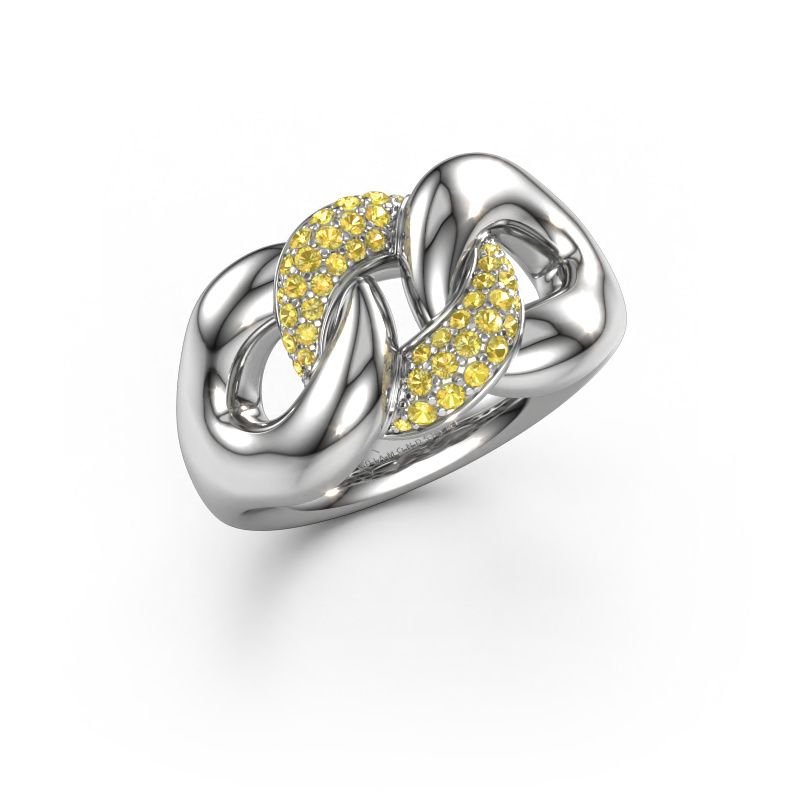 Ring Kylie 2 11mm 950 platinum yellow sapphire 0.8 mm