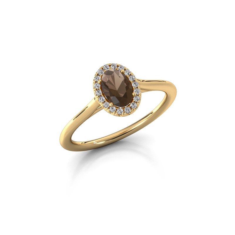 Image of Engagement ring seline ovl 1<br/>585 gold<br/>Smokey quartz 6x4 mm