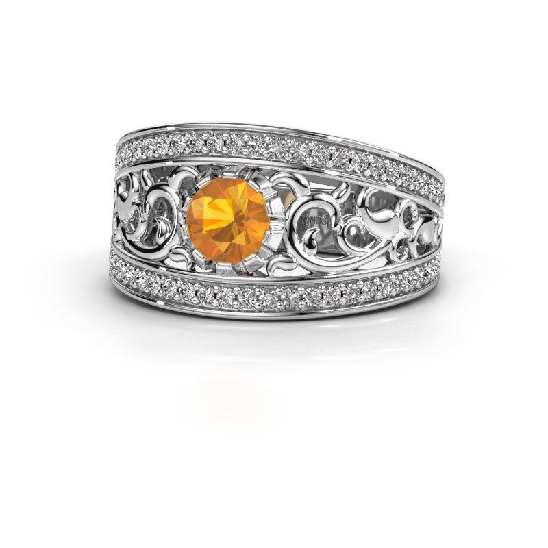 Image de Bague Marilee<br/>585 or blanc<br/>Citrine 5 mm
