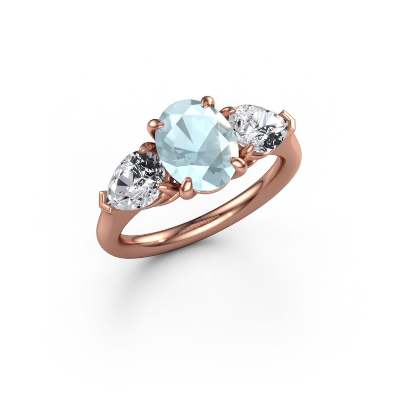 Verlobungsring Carma OVL 585 Roségold Aquamarin 9x7 mm