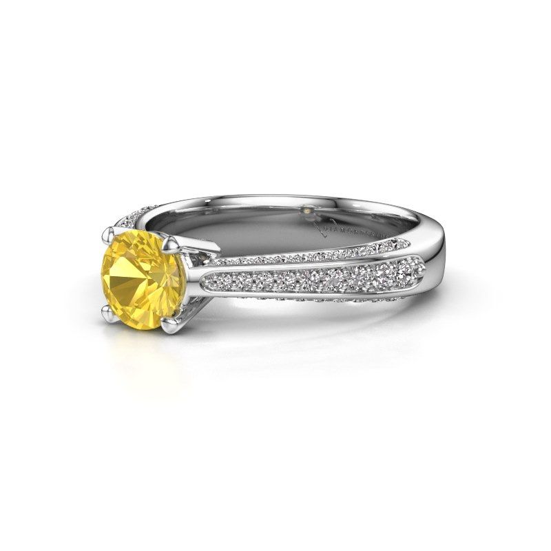 Image of Engagement ring Ruby rnd 585 white gold yellow sapphire 5.7 mm