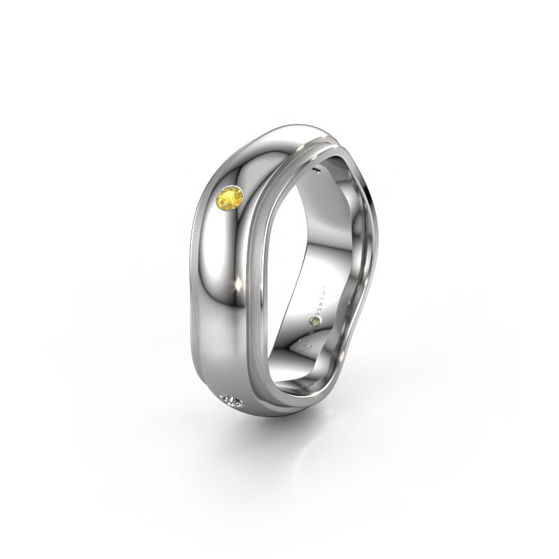 Trouwring WH2050L26DP 950 platina gele saffier ±6x2.4 mm