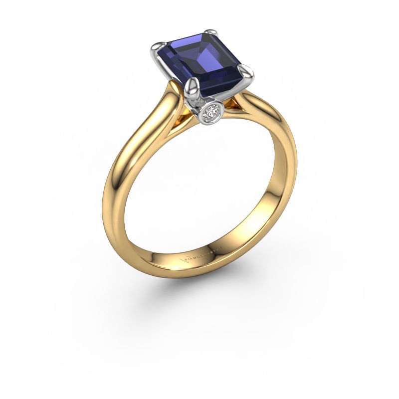 Forlovelsesring Valorie eme 1 585 gull safir 9x7 mm