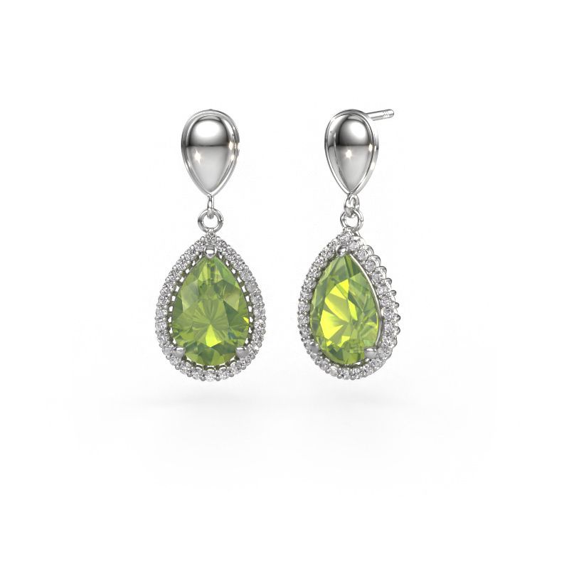 Pendants d'oreilles Tilly per 1 950 platine péridot 12x8 mm