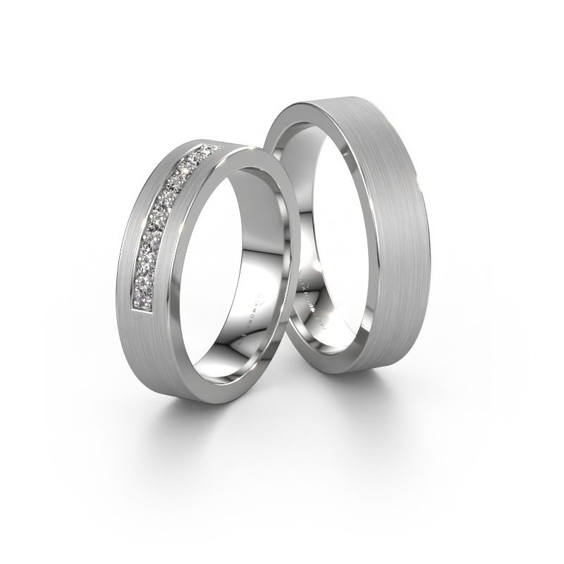 Alliances set WH0113LM15BM ±5x2 mm 14 Carat or blanc diamant 0.012 crt
