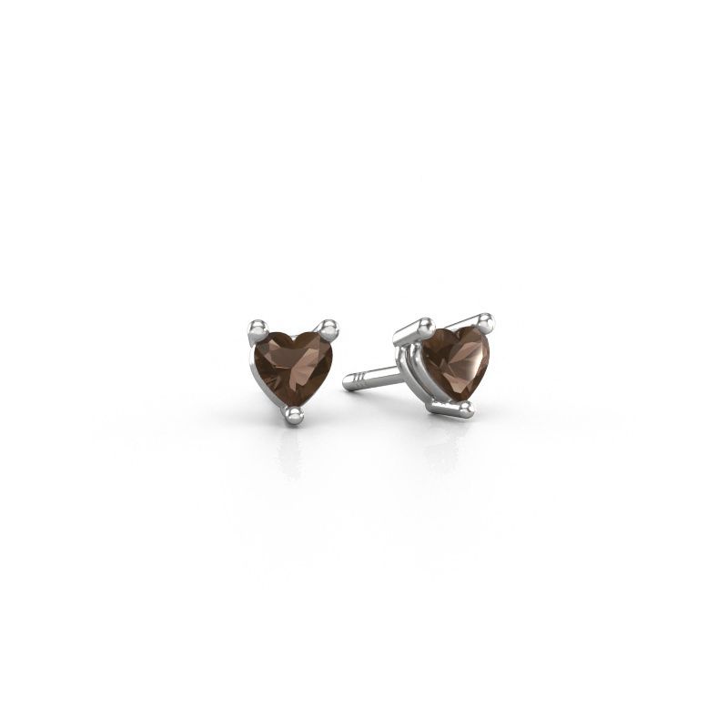 Ohrsteckers Garnet 585 Weißgold Rauchquarz 4 mm