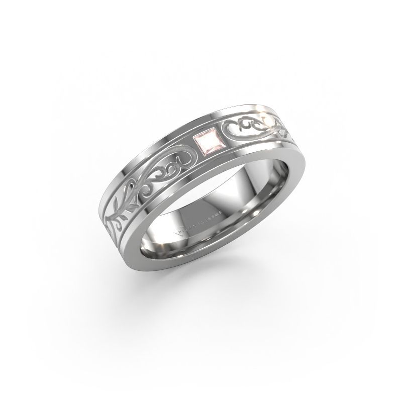 Men's ring Matijs 585 white gold morganite champagne 3 mm