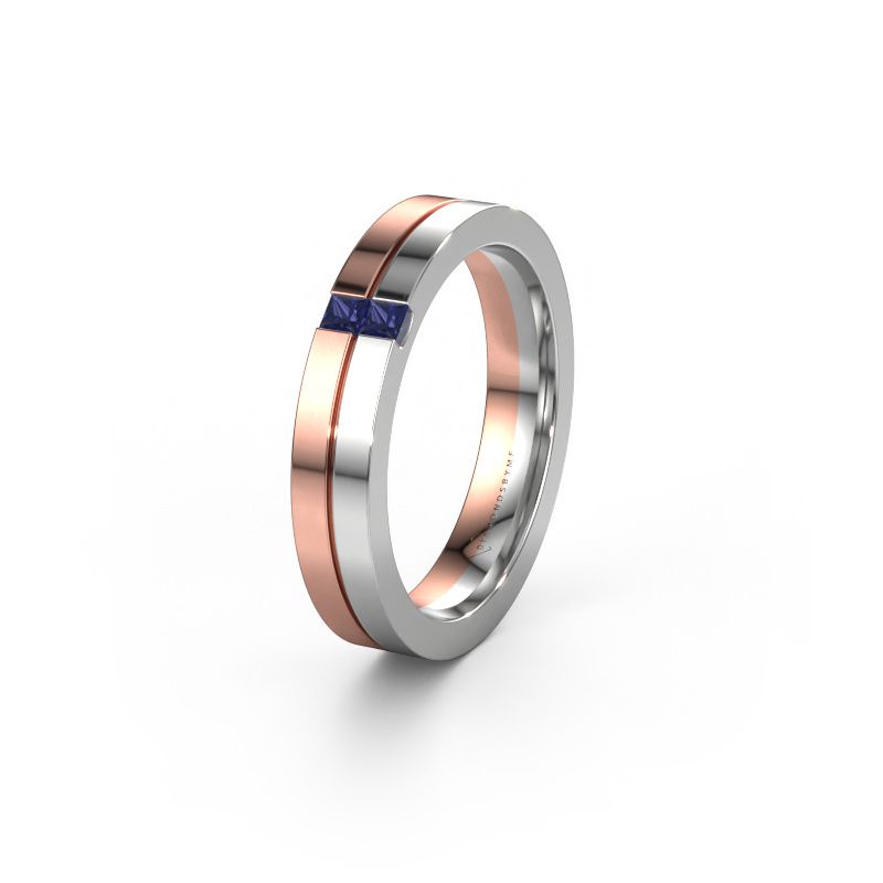 Trouwring WH0225L14B 585 rosé goud saffier ±4x2 mm