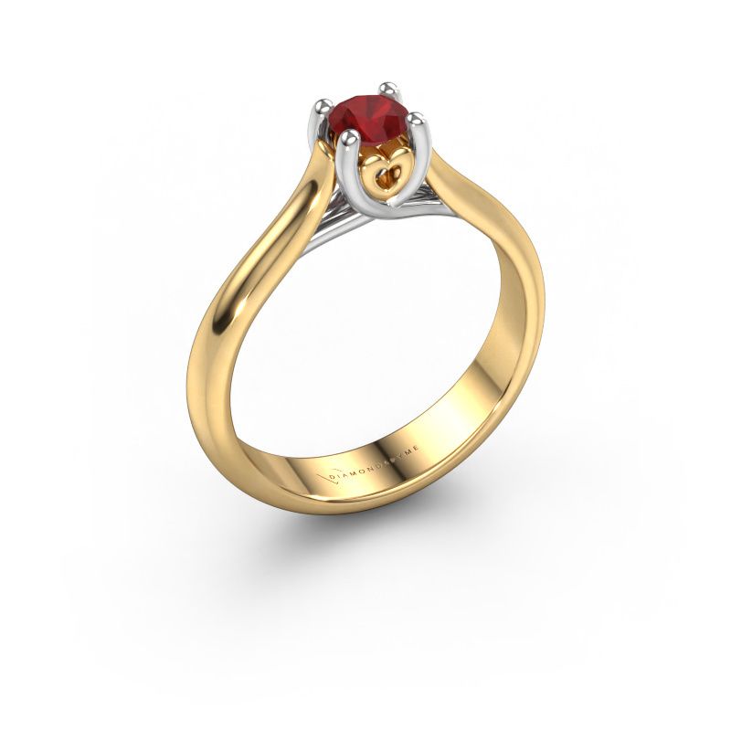 Bague de fiançailles Nisa 585 or jaune rubis 4.2 mm