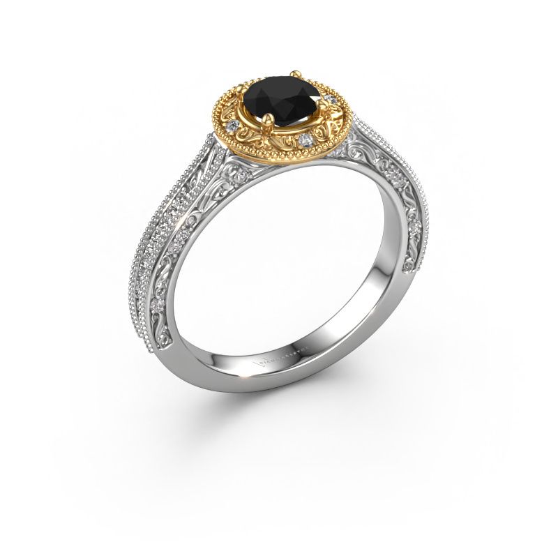 Engagement ring Alice RND 585 white gold black diamond 0.78 crt
