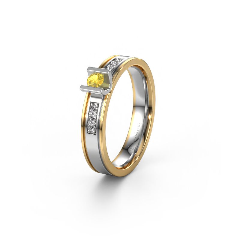 Wedding ring WH2108L14A 585 white gold yellow sapphire ±4x1.7 mm