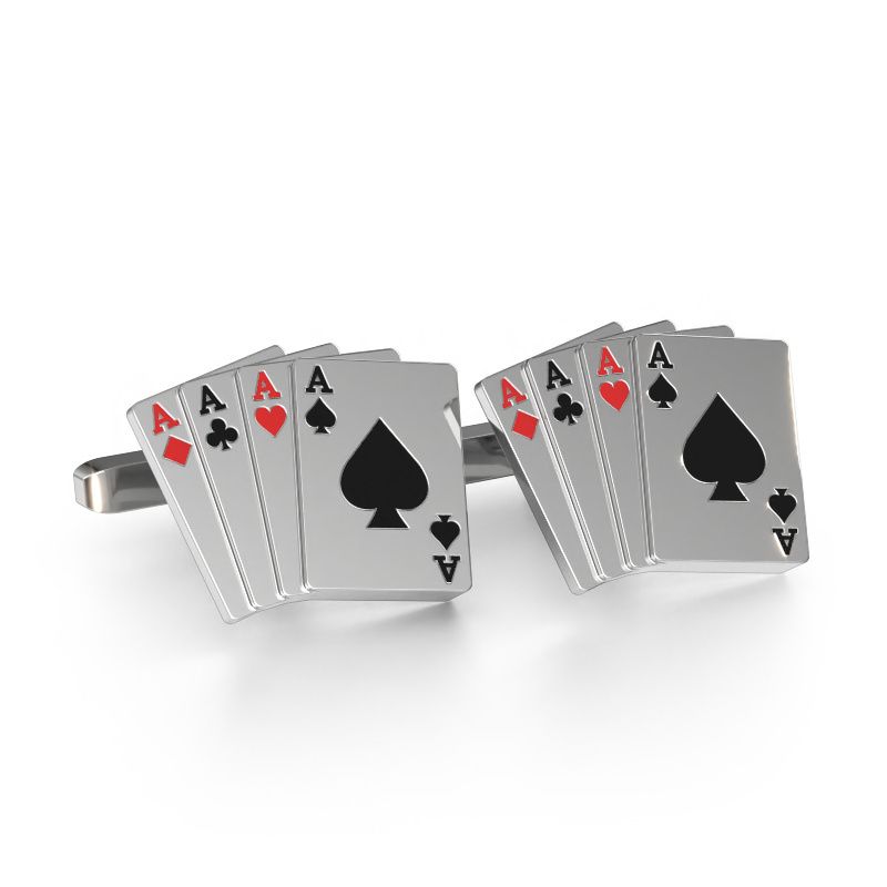 Cufflinks Black jack 585 white gold