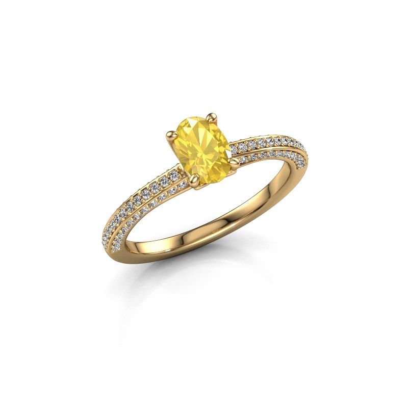 Afbeelding van Verlovingsring Elenore ovl 585 goud gele saffier 6.5x4.5 mm