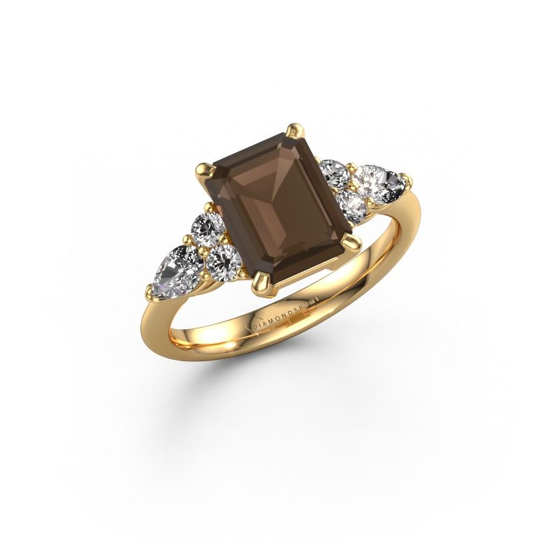 Promise ring Melani EME 585 goud rookkwarts 9x7 mm