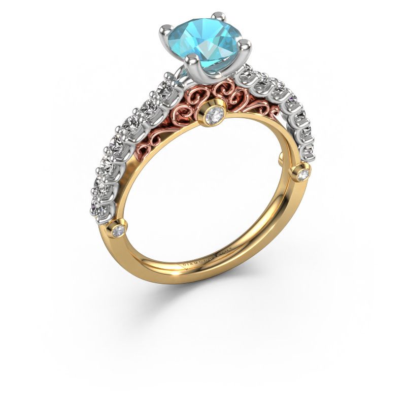 Verlovingsring Shaunda 585 goud blauw topaas 6 mm