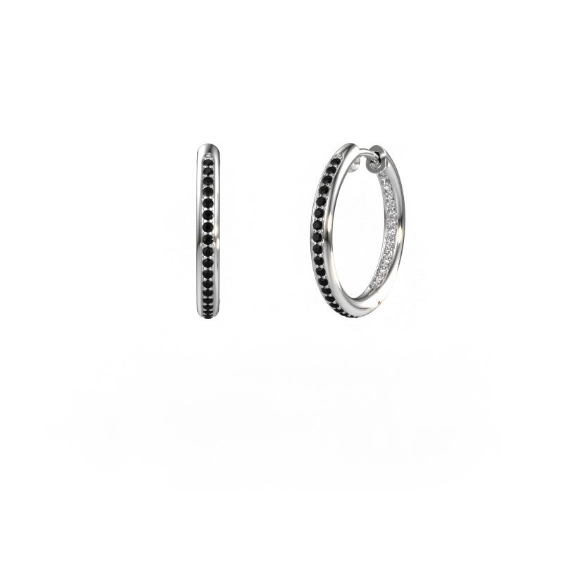 Creole Sina 15mm 585 Weißgold Schwarz Diamant 0.451 crt