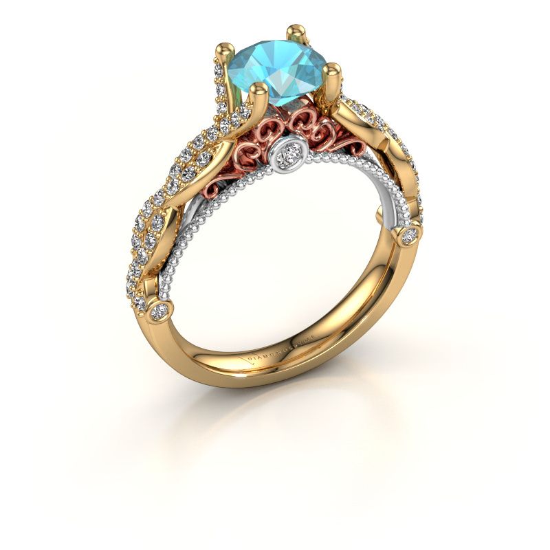 Afbeelding van Verlovingsring Chantelle<br/>585 goud<br/>Blauw topaas 6.5 mm