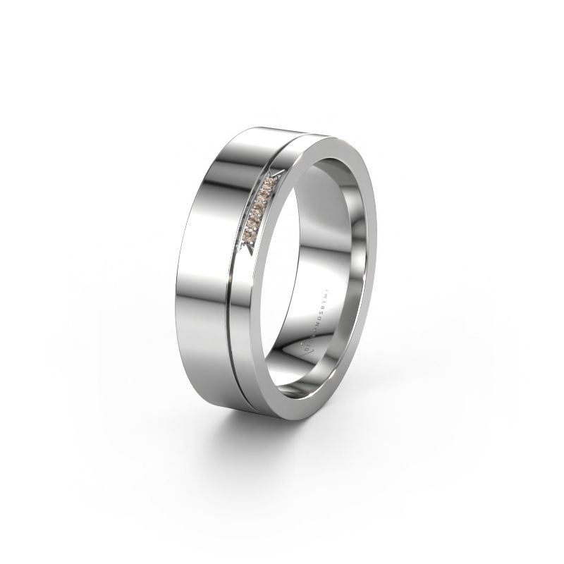 Weddings ring WH0336L16A 950 platinum brown diamond ±6x1.7 mm