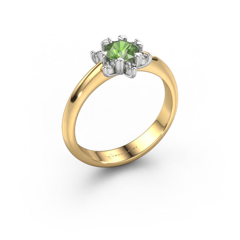 Bague Liesbeth 585 or jaune vert tourmaline 5 mm