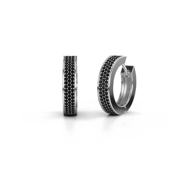 Image of Hoop earrings Renee 6 12 mm 950 platinum black diamond 1.344 crt