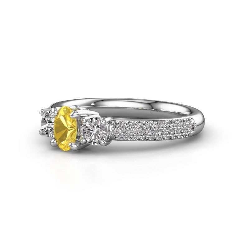 Image of Engagement Ring Marielle Ovl<br/>950 platinum<br/>Yellow sapphire 6.5x4.5 mm