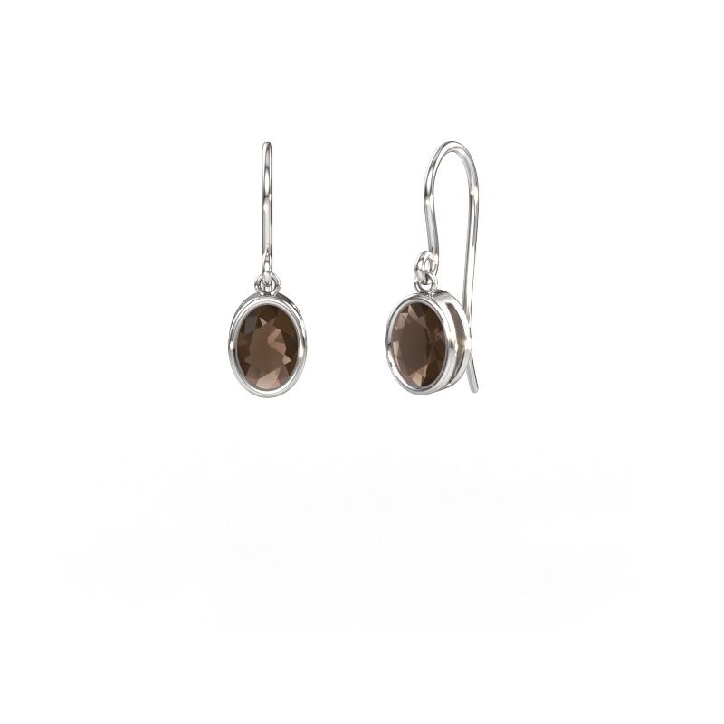 Earrings Lavon OVL 585 white gold smokey quartz 7x5 mm