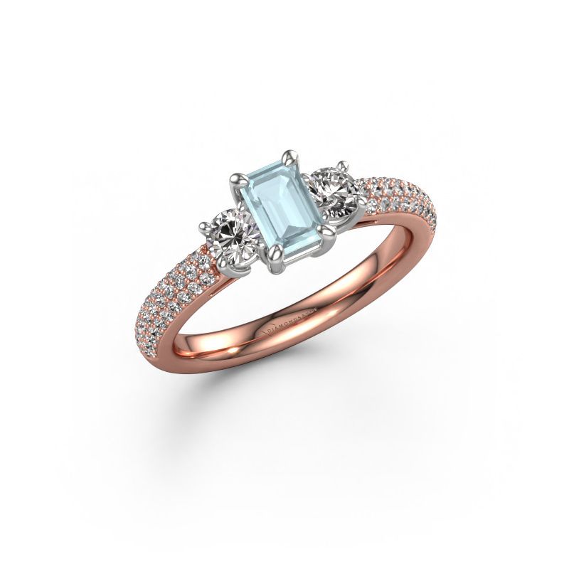 Verlobungsring Marielle EME 585 Roségold Aquamarin 6x4 mm
