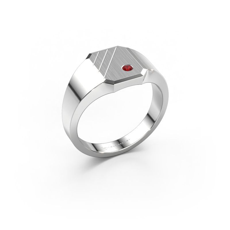 Signet ring Patrick 1 585 white gold ruby 2 mm