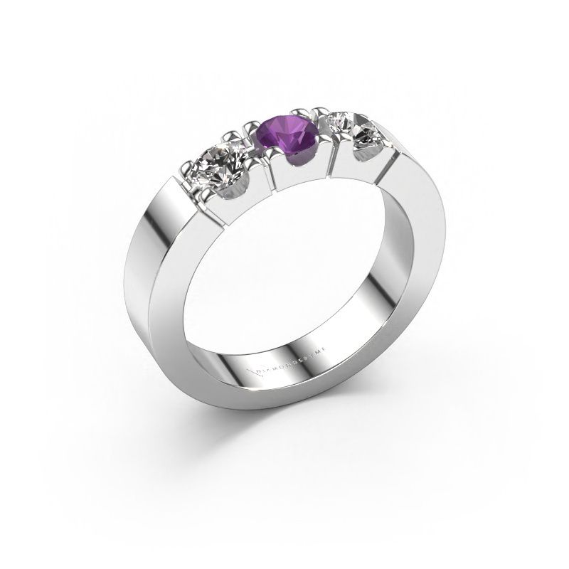 Ring Dana 3 585 white gold amethyst 4 mm