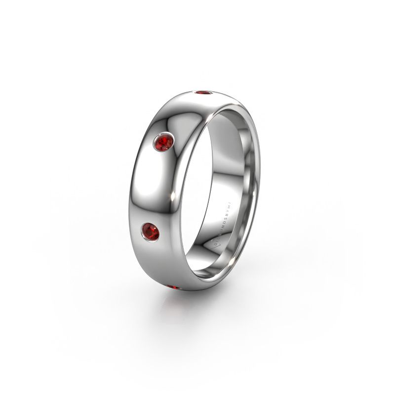 Wedding ring WH0105L36BP 950 platinum garnet ±6x2 mm