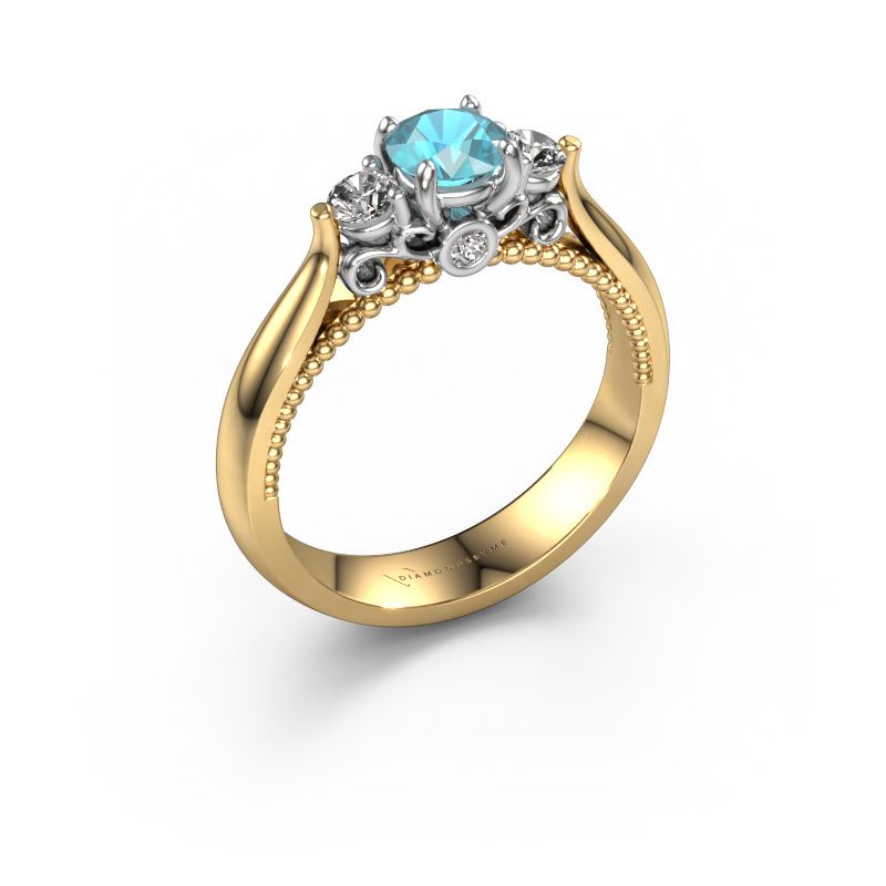 Engagement ring Tiffani 585 gold blue topaz 5 mm