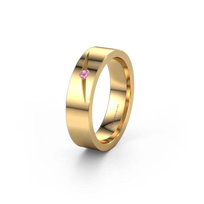 Wedding ring WH0170L15A 585 gold pink sapphire ±5x1.7 mm